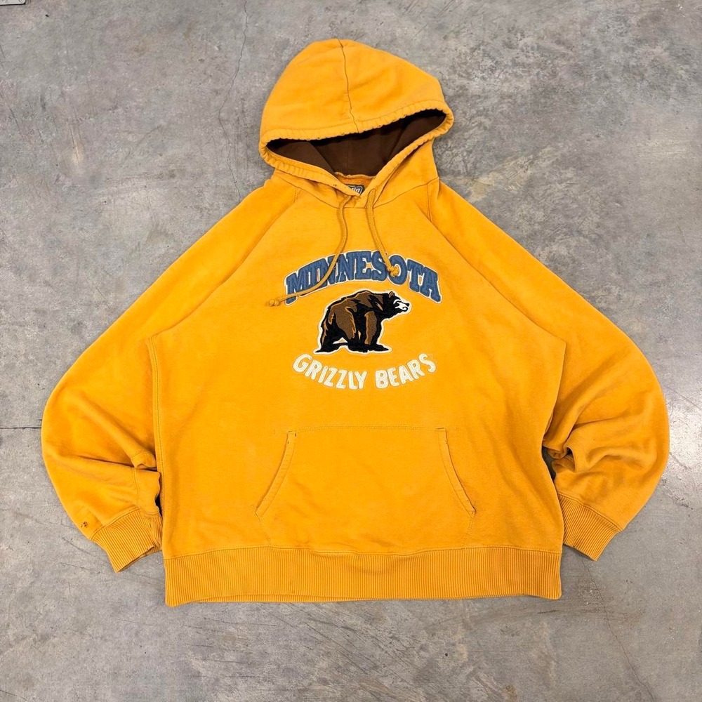 Urban Pipeline Minnesota Grizzly Bears Hoodie Mustard Yellow XL Y2K Distressed